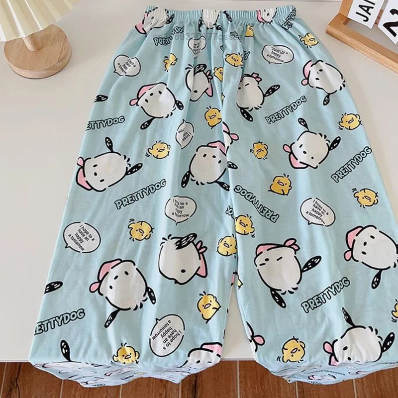 Sanrio Cinnamoroll Pochacco Pom Purin Speelgoed Verhaal Oversized XL-6XL Maat Zomer Losse Slaapbroek Voor Studenten Dunne Pyjamabroek