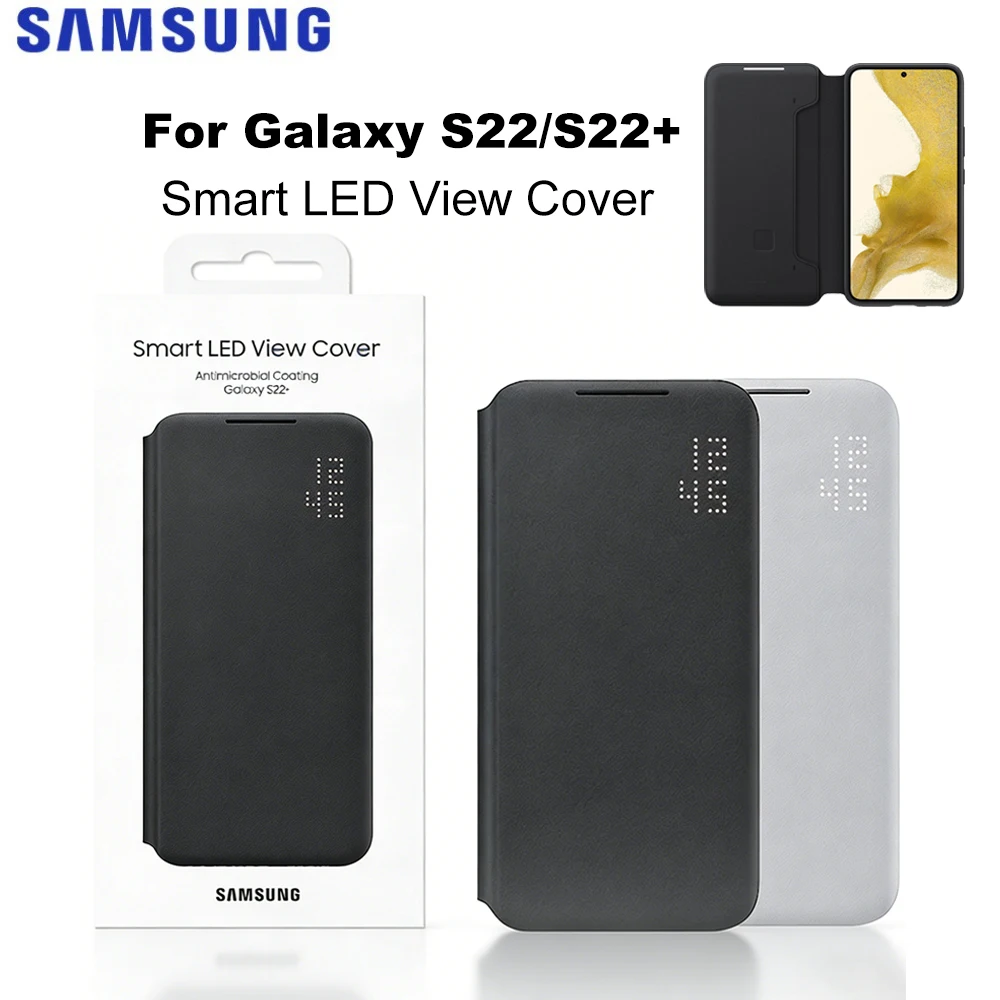 Funda Original Samsung Galaxy Smart LED View para Galaxy S22 EF-NS901 S22 + S22 Plus EF-NS906 pantalla LED tarjetero funda de teléfono