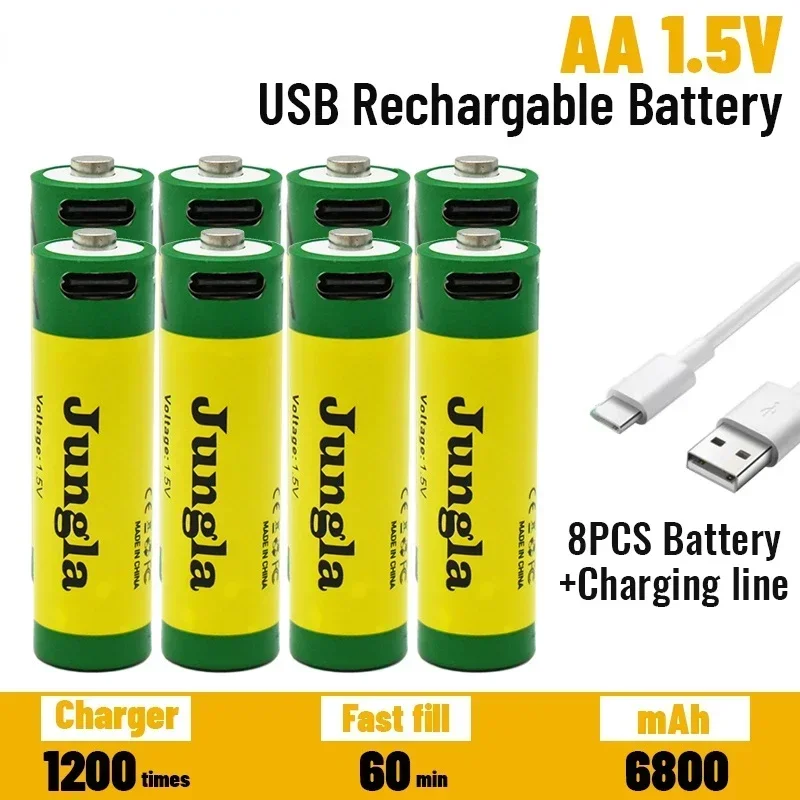 Batterie Lithium-ion USB 1.5V AA 6800mAh Rechargeable Rapidement Par Capacité De Pour Clavier De Jouet Nouveauté