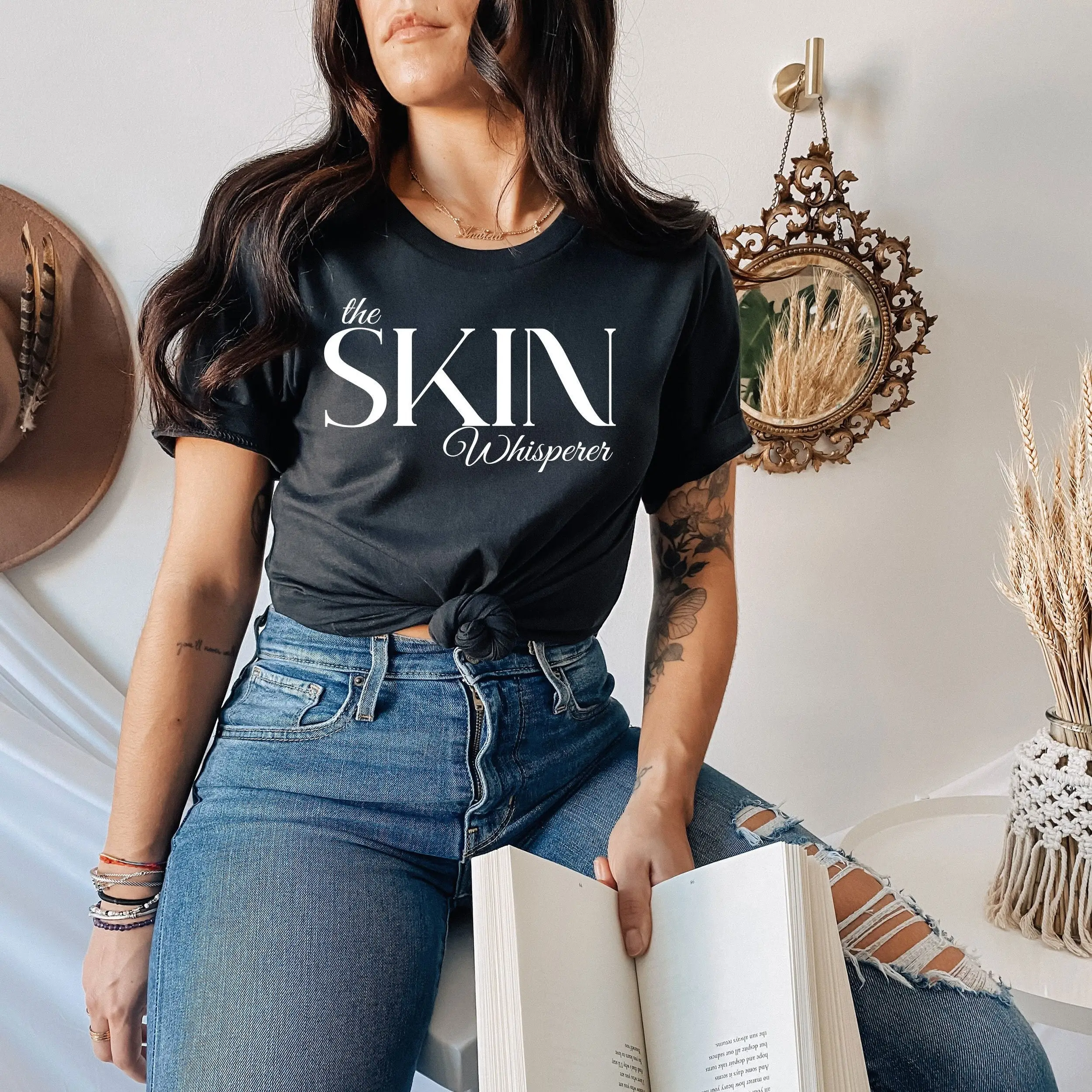 Skin whisperer shirt Skinoholic T Esthetician Salon Beauty Industry s