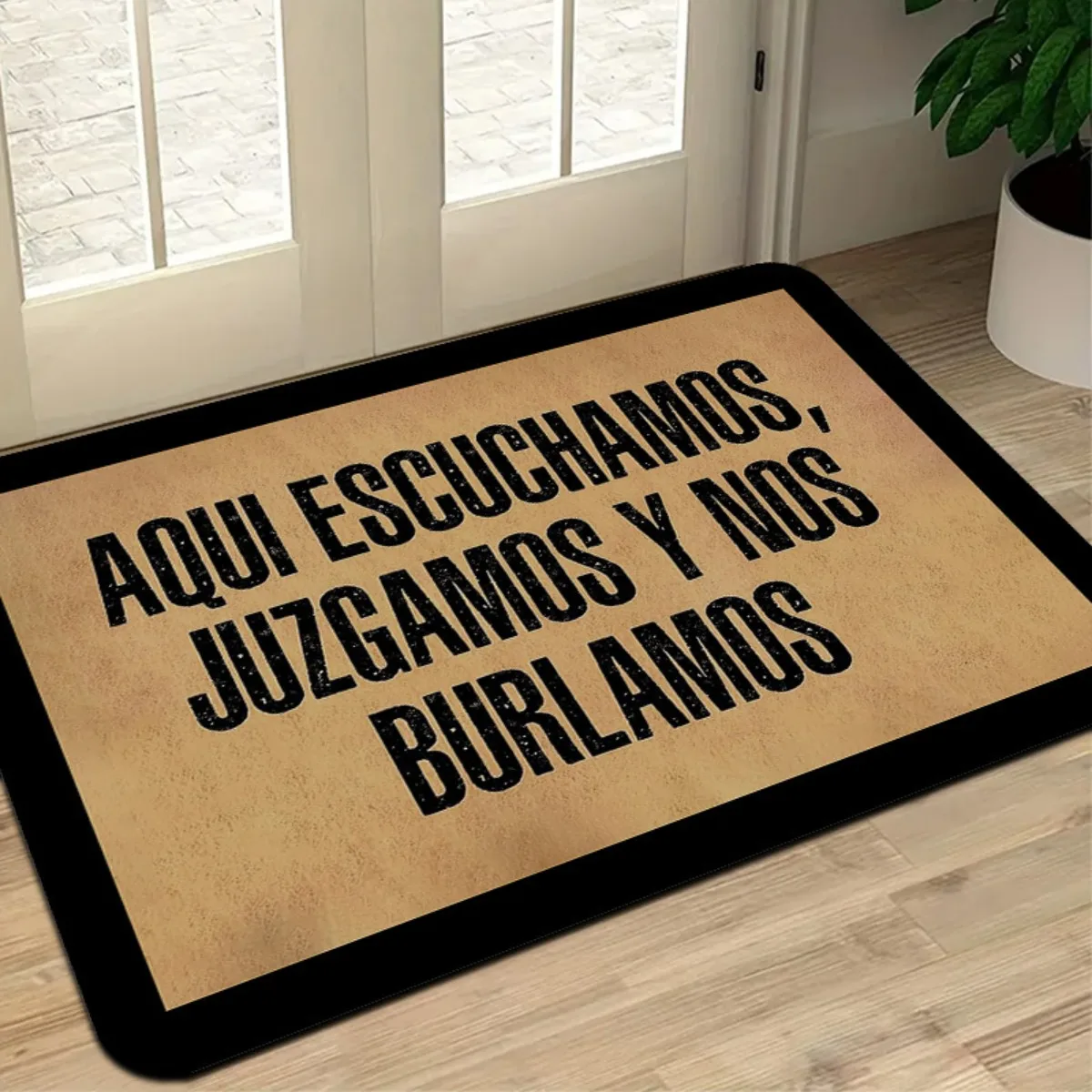 1pc Printing Flannel Door Mat, Outdoor Courtyard Door Mat, 1 Pack Spanish Phrase Doormat 