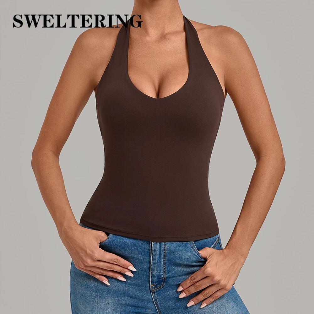Halter Yoga Tank Top Woman's Shockproof Fitness Sports Underwear Gym Vest Push-up Runnings Bra Female Yoga Workout Underwear