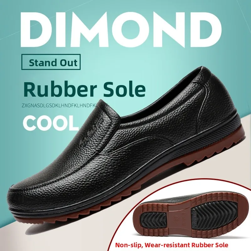 

Мужские кухонные непромокаемые нескользящие повседневные кожаные непромокаемые сапоги Chef oes без шнуровки для папы, уличные резиновые сапоги для отдыха с круглым носком