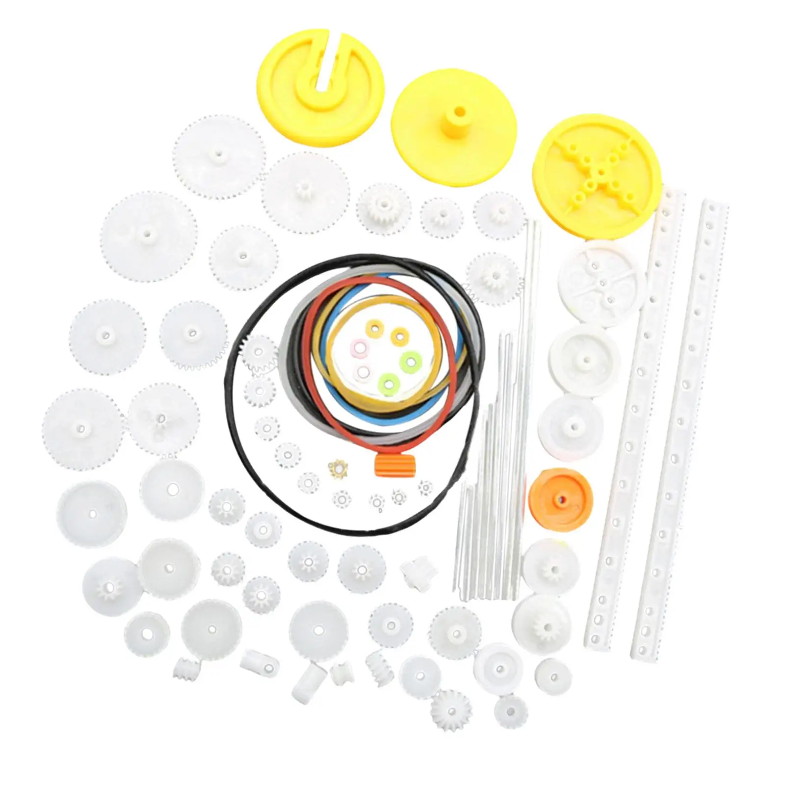 82Pcs Gear Package Kits Single Double Reduction Gear Pulley Belt Worm Kits Various Gear Axle Belt Bushings for Toy Robot Motor