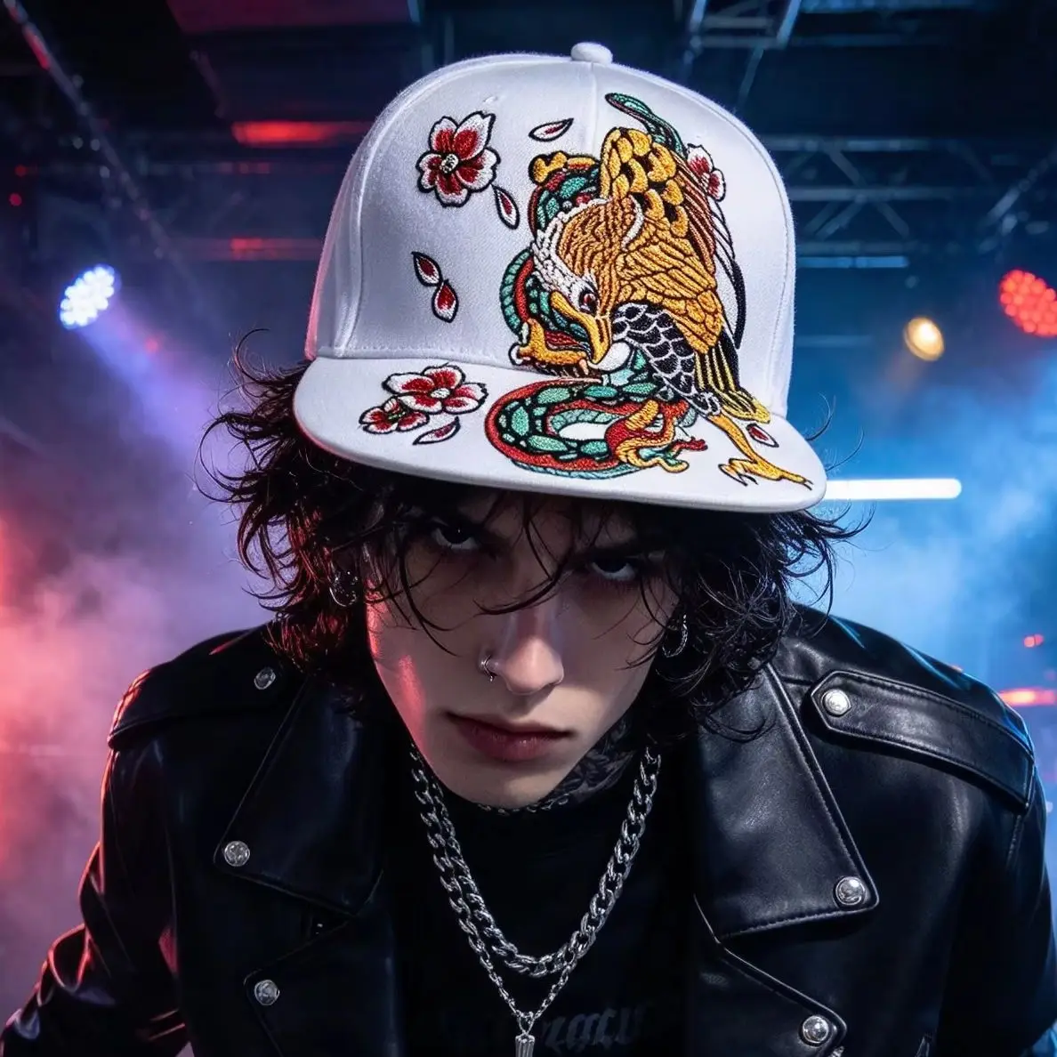 Men Flat Hat Hip Hop Snapback Fancy Rivet Baseball Caps Street Dance Trendy K-pop Hat Embroidered Street Headwear