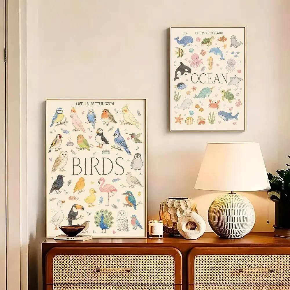 Animal Categories Poster HD Art Sticky Wall Waterproof Home Living Room Bedroom Bar Decoration