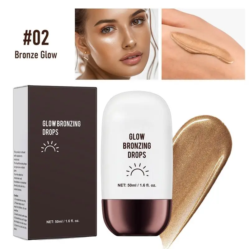 Waterproof Face Liquid Highlighter Makeup Drop Contour Concealer Bronzer Sponge Stick Glow Bronzing Drops Luminou Tanning Cream