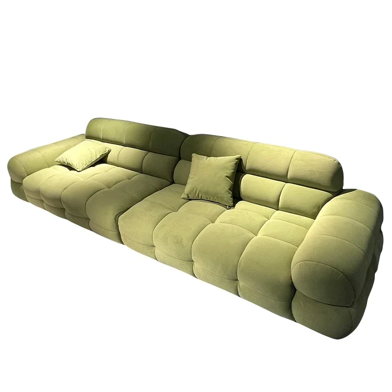 Y Green Fabric Sofa Light Luxury Modern Simple Straight Three Four-Seat