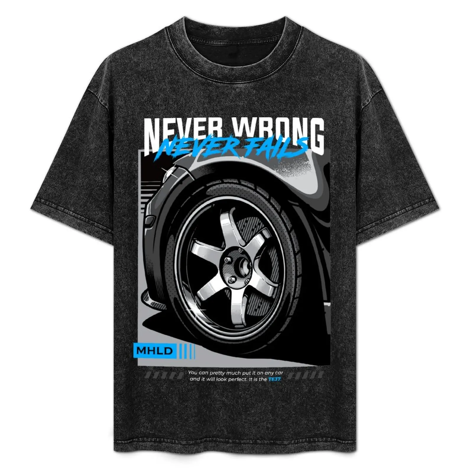 

TE37 Automotive Wheel Illustration T-Shirt Casual Light Summer Short Sleeve Top