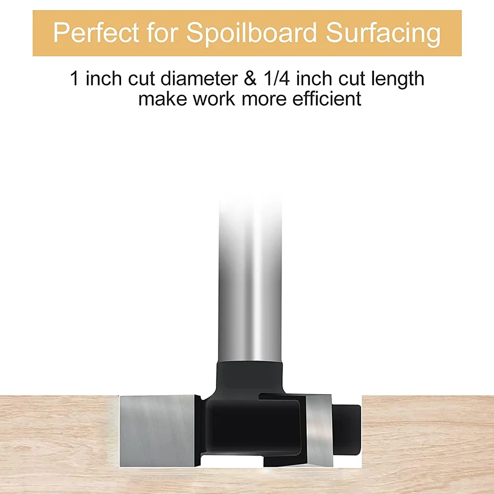 CNC Spoilboard Surfacing Router Bits 1/4 inch Shank 1 inch Cutting Diameter Slab Flattening Router Bit Planing Bit Wood Planing