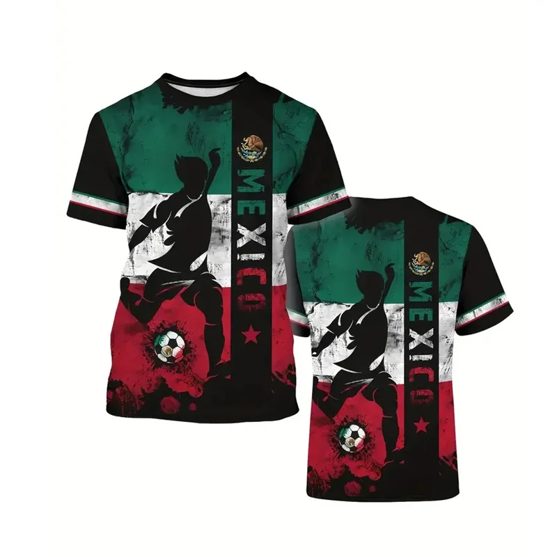 Mexico Flag Eagle T Shirt For Men Fashion 3d Printed T-shirt Boxing Football Oversized Tees Sports Tops Round Neck Short Sleeves