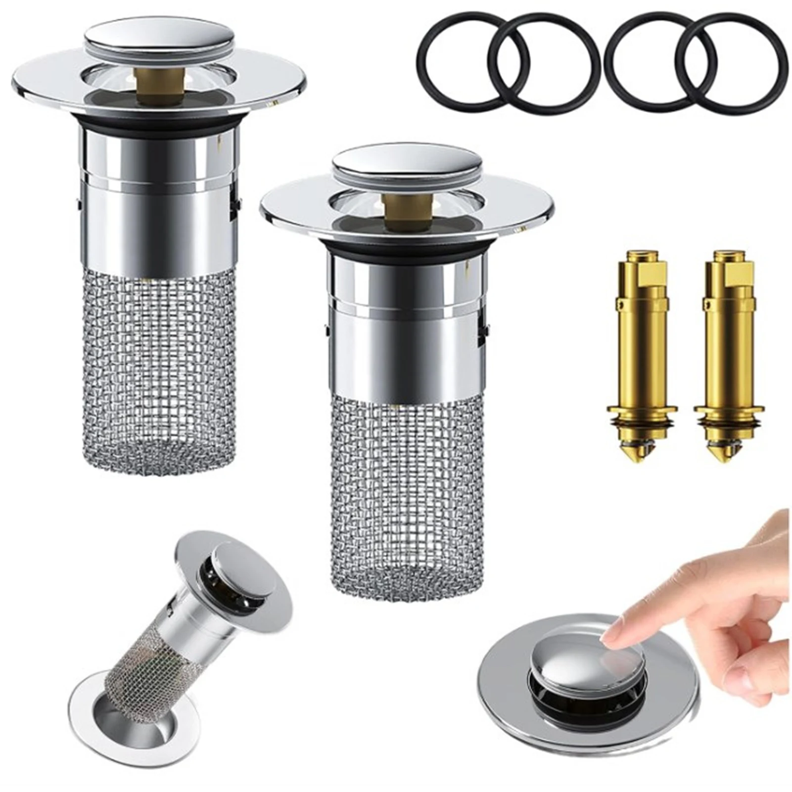 

1pc Bathroom Sink Plug Stopper Stainless Steel Filter Basket Sink Drain Hair Catcher for Washroom Restroom Kitchen