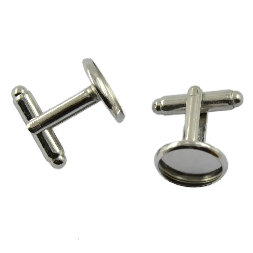 Round Bezel Cuff Link Blank Silver Copper Base for DIY Jewelry Making and Shirt Accessories for Men