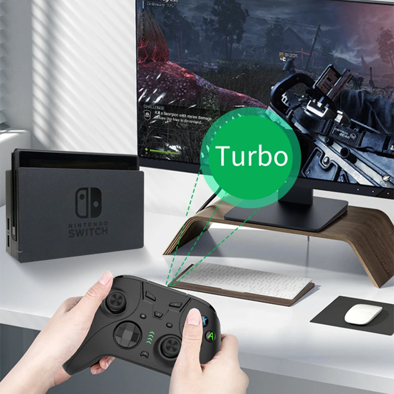 جهاز تحكم النخبة اللاسلكي لجهاز نينتندو سويتش قطعة تحكم الاهتزاز 6 محاور غمبد لنينتندو سويتش Oled ملحقات