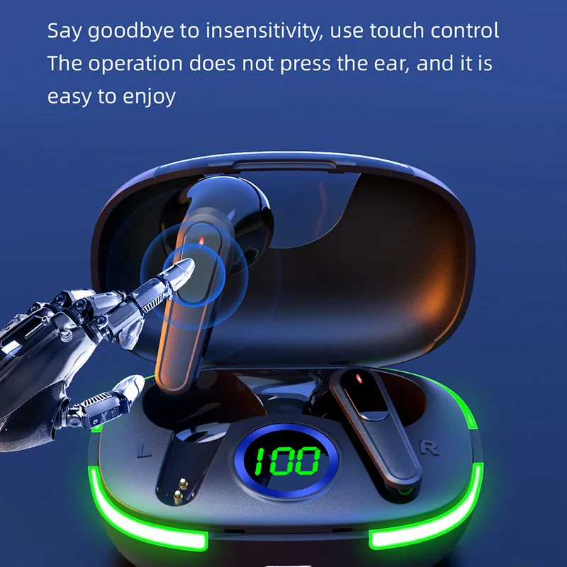 TWS Pro 80 헤드폰 무선 이어폰, 블루투스 5.1 터치 컨트롤 헤드셋, 샤오미용 마이크가 있는 소음 차단 이어폰