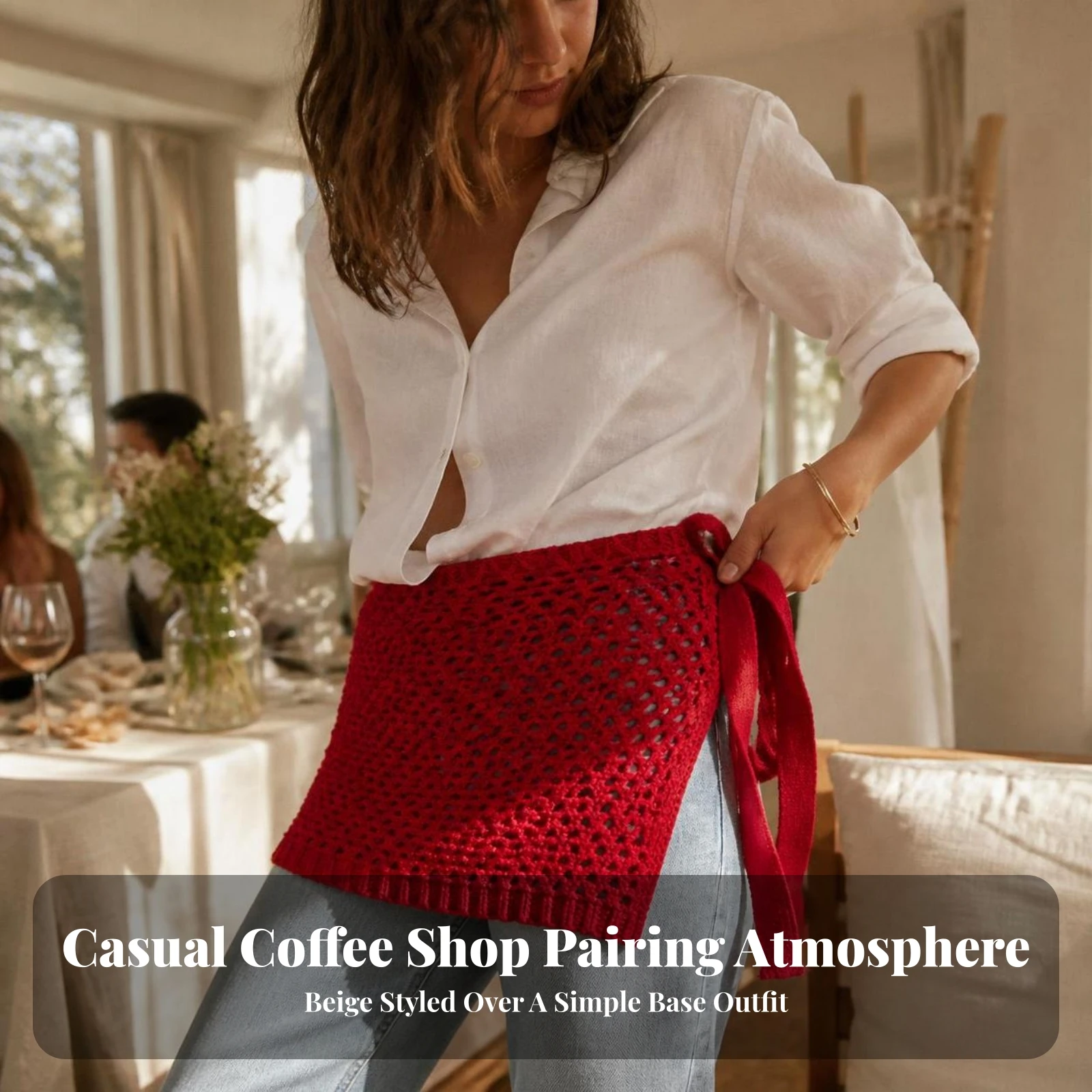 Overskirt Textured Knitted Overskirt Wrap Skirt Breathable for Women, Warm-Weather Wear, Casual Outings