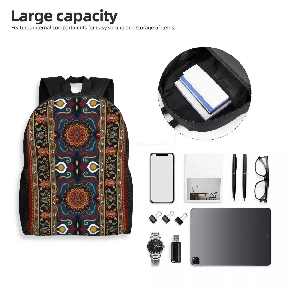 Custom Ethnic Tribal Mandala Backpack for Boys Girls Buddhism Aum Yoga Meditation School College Travel Bags Women Men Bookbag