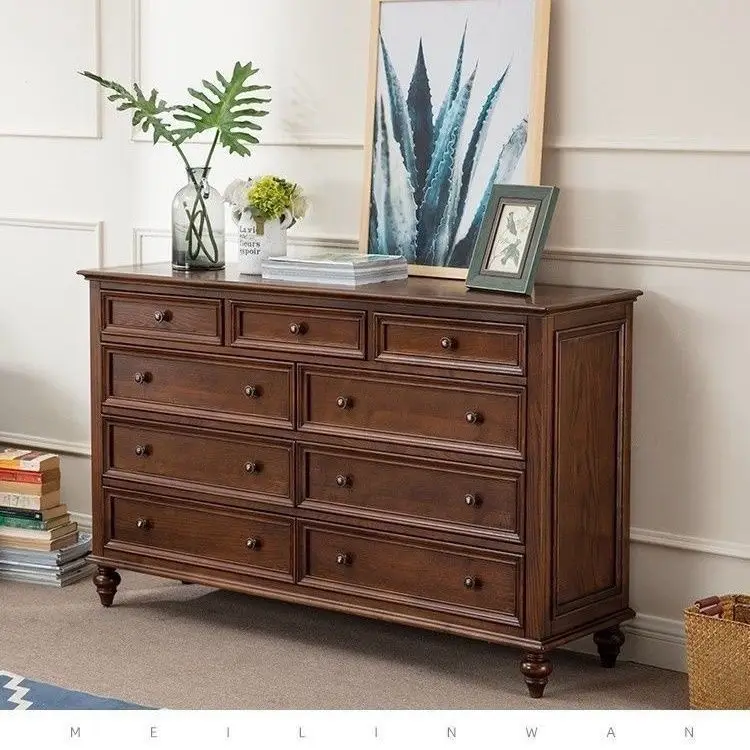 CX American seven-bucket locker, French retro solid wood bedroom, storage, cabinet