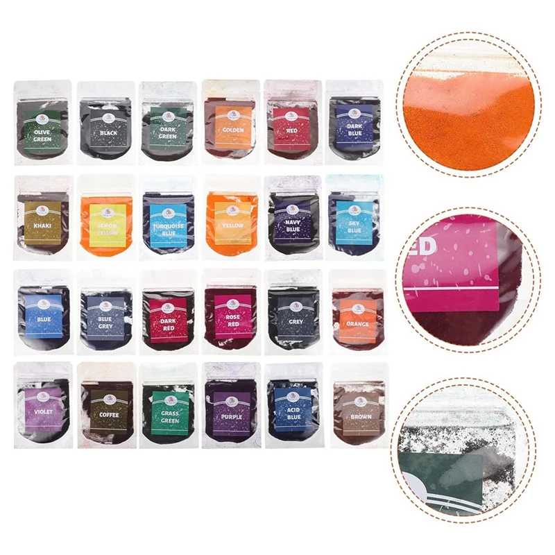 24 Bags Of 24 Colors Permanent Tie Dye Pigment Powder For Paint Dye Soap Making Nail Polish Epoxy Resin Candle Making-A03I