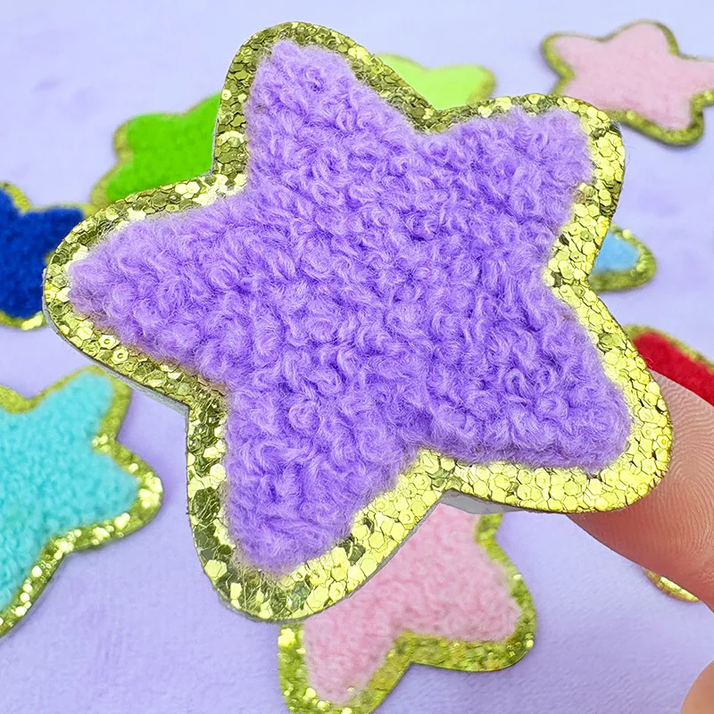 

1Pc 5cm Sequin Chenille Embroidery Patches Colorful Stars Patches Appliques Sticker Patches for Bag Clothes Accessories