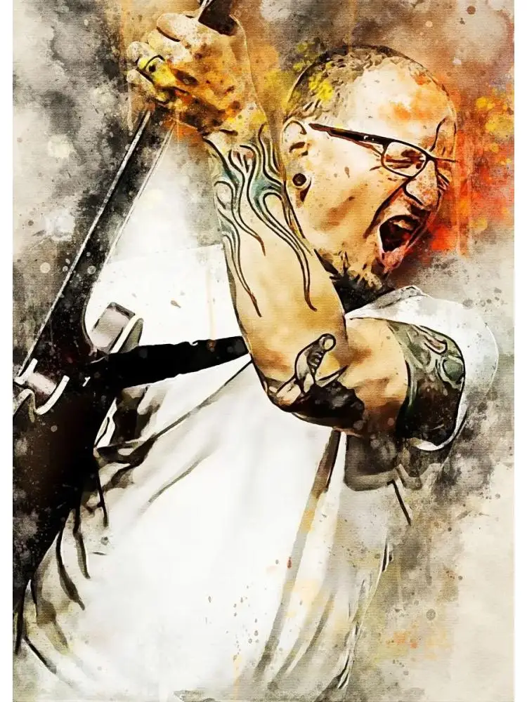 American Rock Legends Chester Bennington Poster, High Quality Canvas Prints, Ideal Wall Art for Living Room, Home Bar Decor