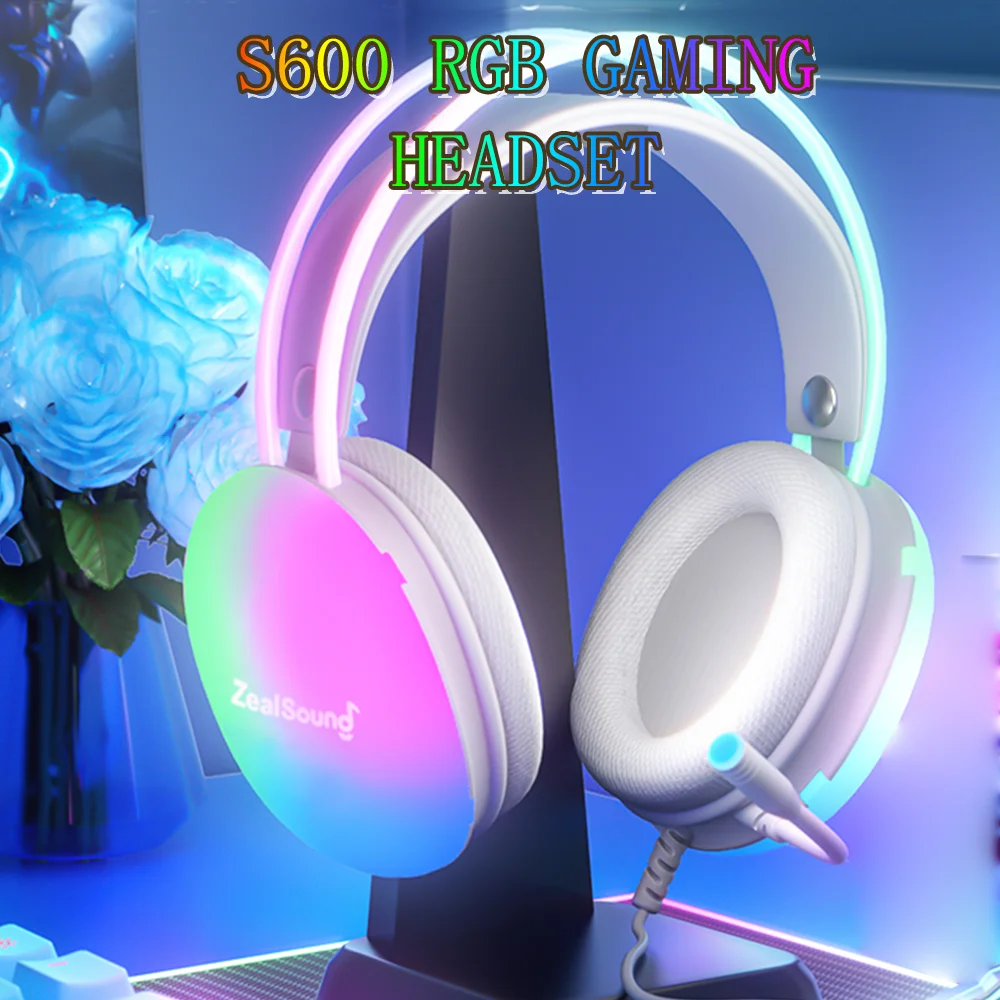 

Haomuren RGB Gaming Headset for PC Laptop PS4 PS5 Wired Over-Ear Headphones with Mic, Surround Sound & Full LED Lighting