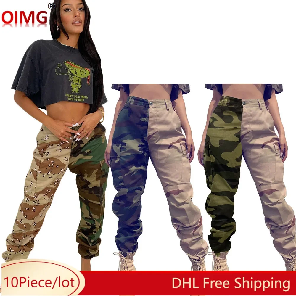 10 Wholesale Camo Pants Women Cargo Pants Fall Winter Camouflage Trousers Fashion Stretchy Loose Pants Y2K Streetwear Bulk 10266