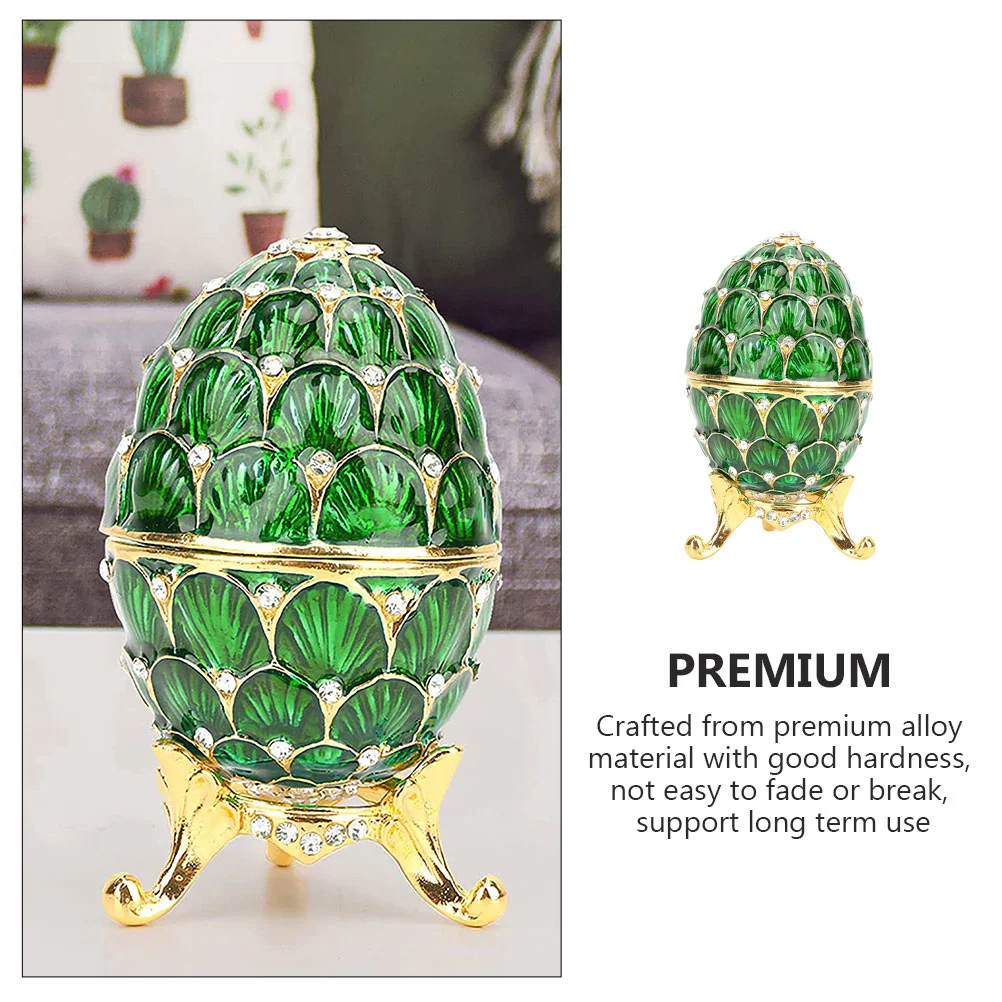 

Egg Jewelry Box Vanity Decor Accessories Desktop Office Rhinestone Ring Case Ornaments for Crafts