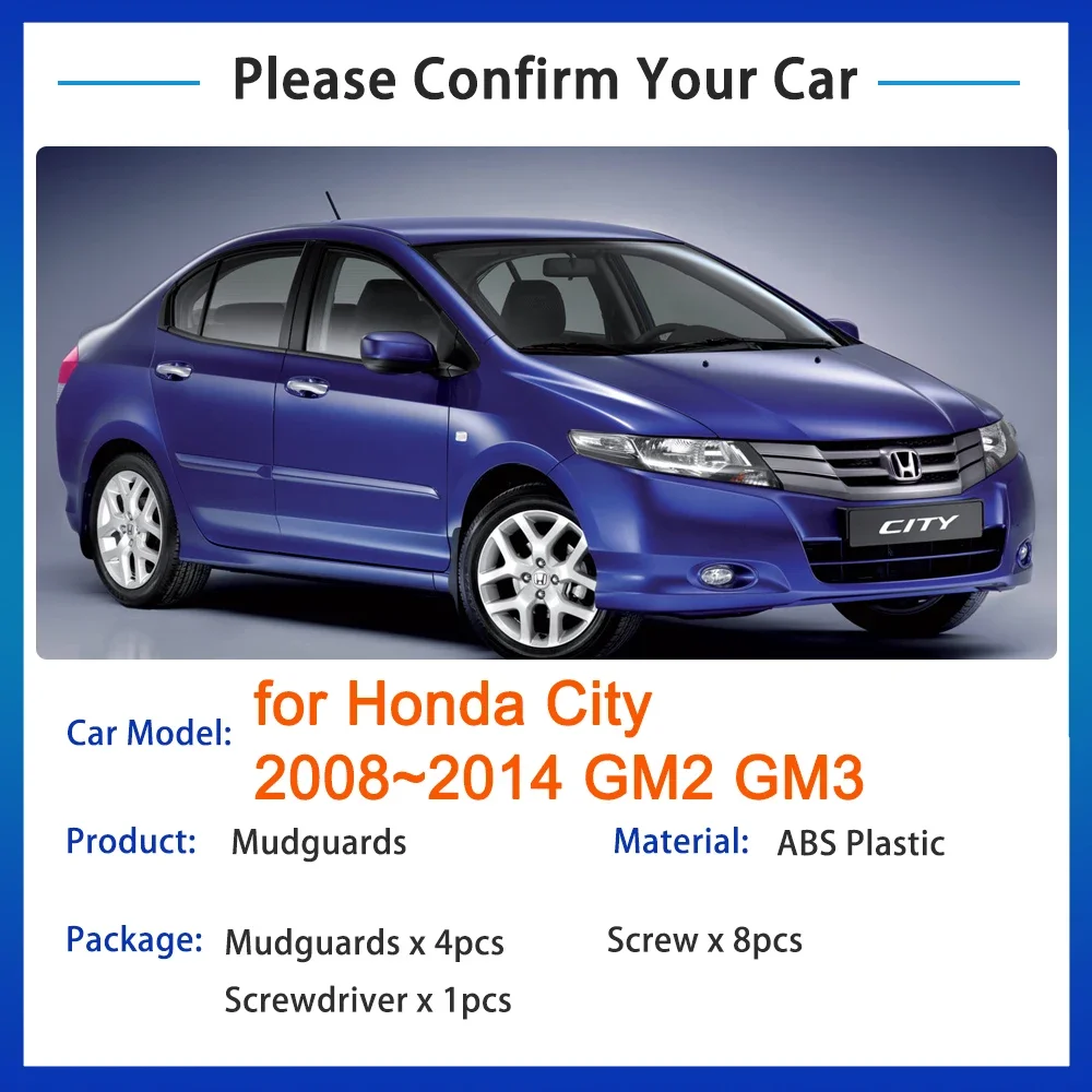 Mud Flaps for Honda City GM2 2008~2014 2009 Ballade 2012 2011 MK 5 Accessories Mudguards Splash Guard Fender Flare Auto Mudflaps