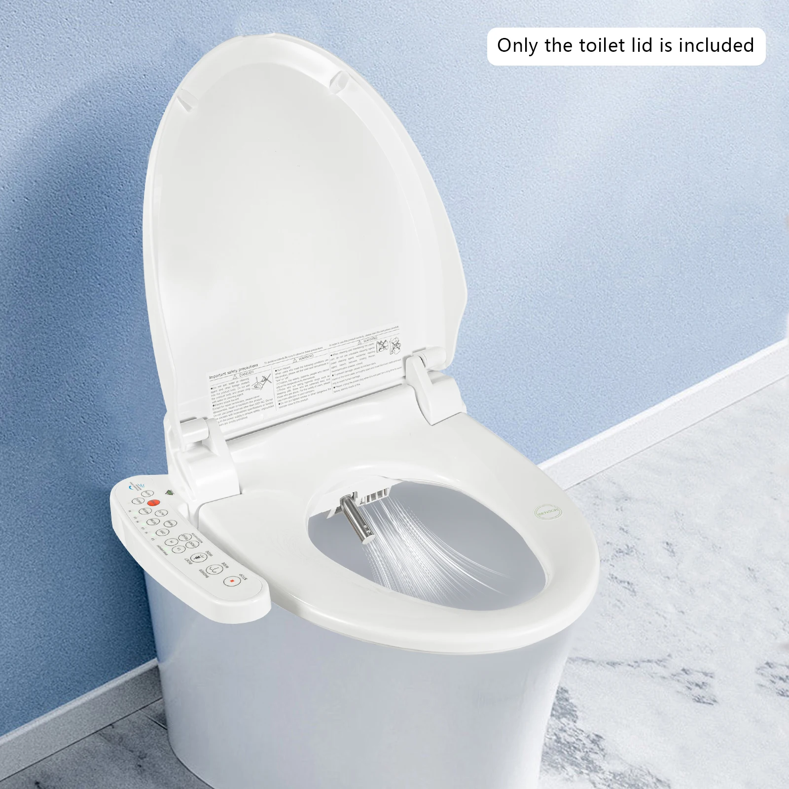 Sedile per bidet WC intelligente da 1350 W, copriwater elettrico Sedile per sciacquone Sedili per WC con acqua regolabile e temperatura del sedile