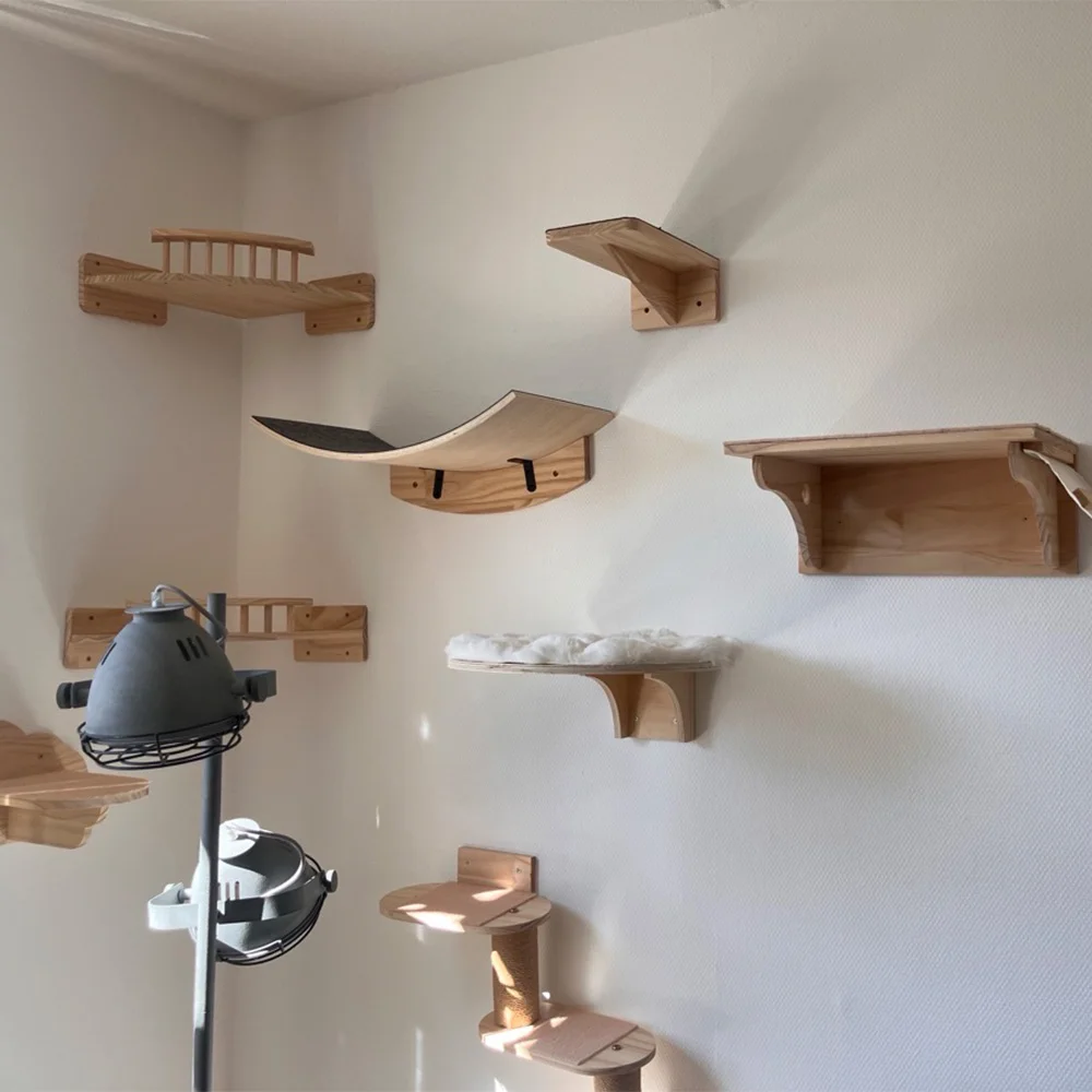 Rascador para gatos con plataforma salto, puente paso y cama acogedora