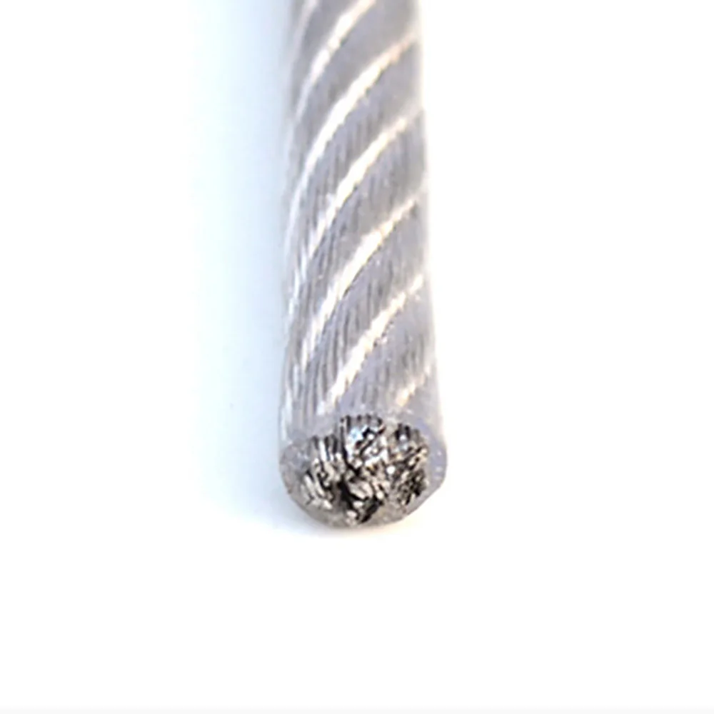 1/5/10Meter 304 Stainless Steel Transparent PVC Coated Wire Rope 1*7 / 7*7 / 7*19 Strands Soft Clothesline
