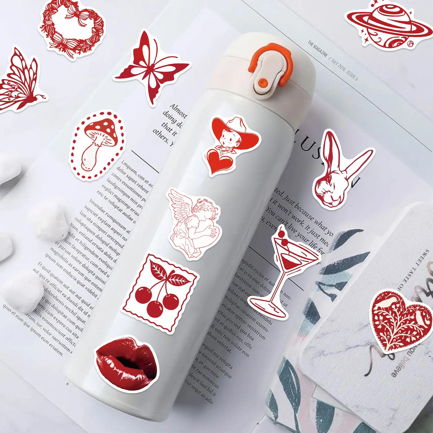 10/50PCS Red Valentine's Day Simple Sketch Creative Stickers Cute Cartoon Decal DIY Luggage Phone Cup Guitar Skateboard Kid Toys