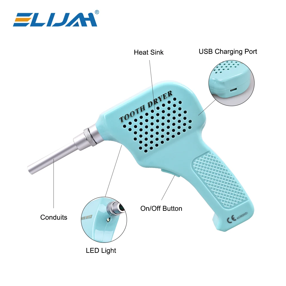 ELIJAH Dental Tooth Dryer Tooth Surface Orthodontic Dryer Sterilization 134 ℃ Air Drying Tooth Surface USB Charged Equipment