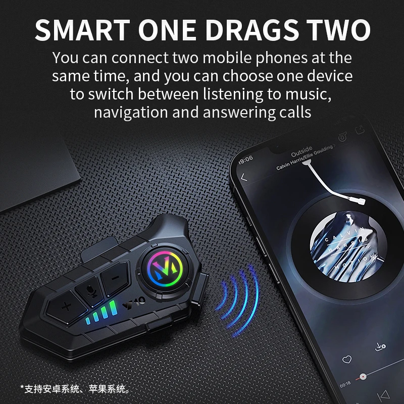 NOYAFA Nieuwe Y10 motorhelm Bluetooth-headset met intelligente AI-stemassistent Draadloze handsfree oortelefoon