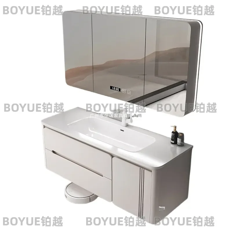 for All Oak Paint Cabinet Simple Modern Light Luxury Bathroom Vanity Combo with Washstand and Hand Washbasin