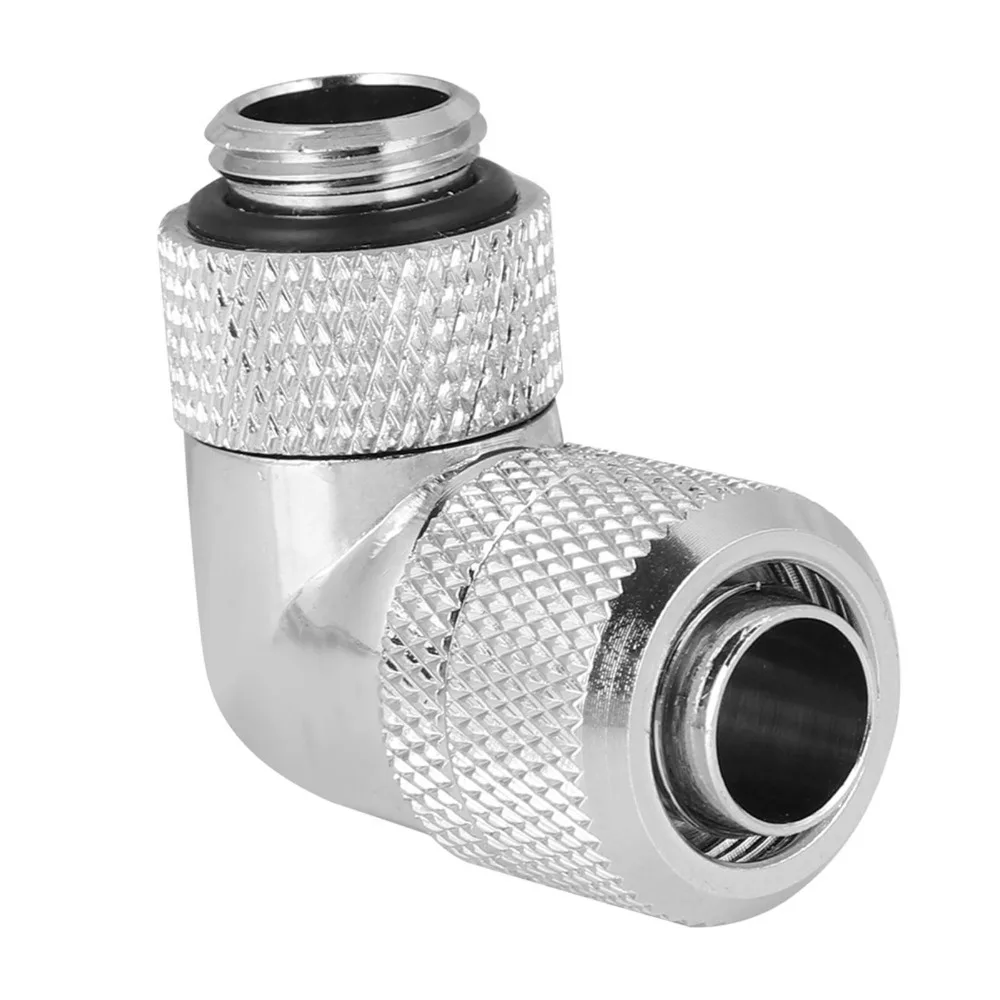 

Прочный фитинг для водяного охлаждения с резьбой G1/4, 90 градусов ° Угловой серебристый тонкий трубчатый адаптер-колено для воздушного охлаждения процессора