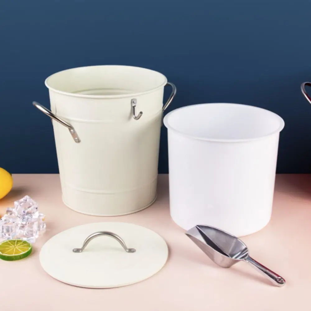 

Galvanized Iron Ice Bucket with Ice Shovel Large Capacity Beer Chiller Bin Thickened Double Layer Beer Cooler Bucket Party