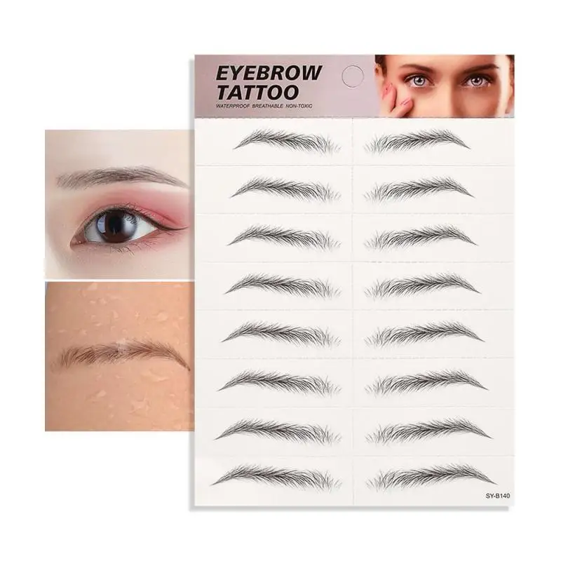 Double 6D Bionic Eyebrow Tattoo Sticker Hair Like Fake Eyebrow Waterproof Lasting Black Brown Eyebrow Sticker Cosmetics