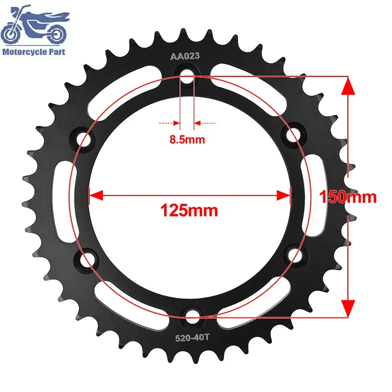 520-40T 520 Chain 40T 40 Tooth Motorcycle Rear Sprocket 20CrMnTi For KT/M 250 300 520 EXC Enduro 690 Du/ke R 690R 625 SXC SMC