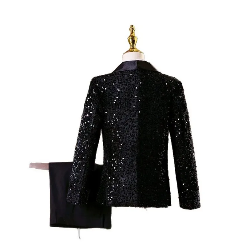 5-teiliges Kinderanzug-Set für Jungen, neue Herbst- und Wintermode, Pailletten-Blazer für Jungen, für Klavierauftritte, A4981 – Detail 7