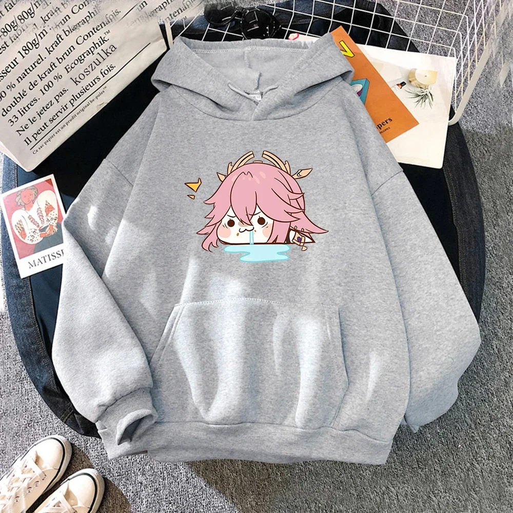 

Game Genshin Impact Hoodies Yae Miko Women Spring Autumn Clothes Funny Tops Unisex Sweatshirt Vintage Hoodie Harajuku Pullover