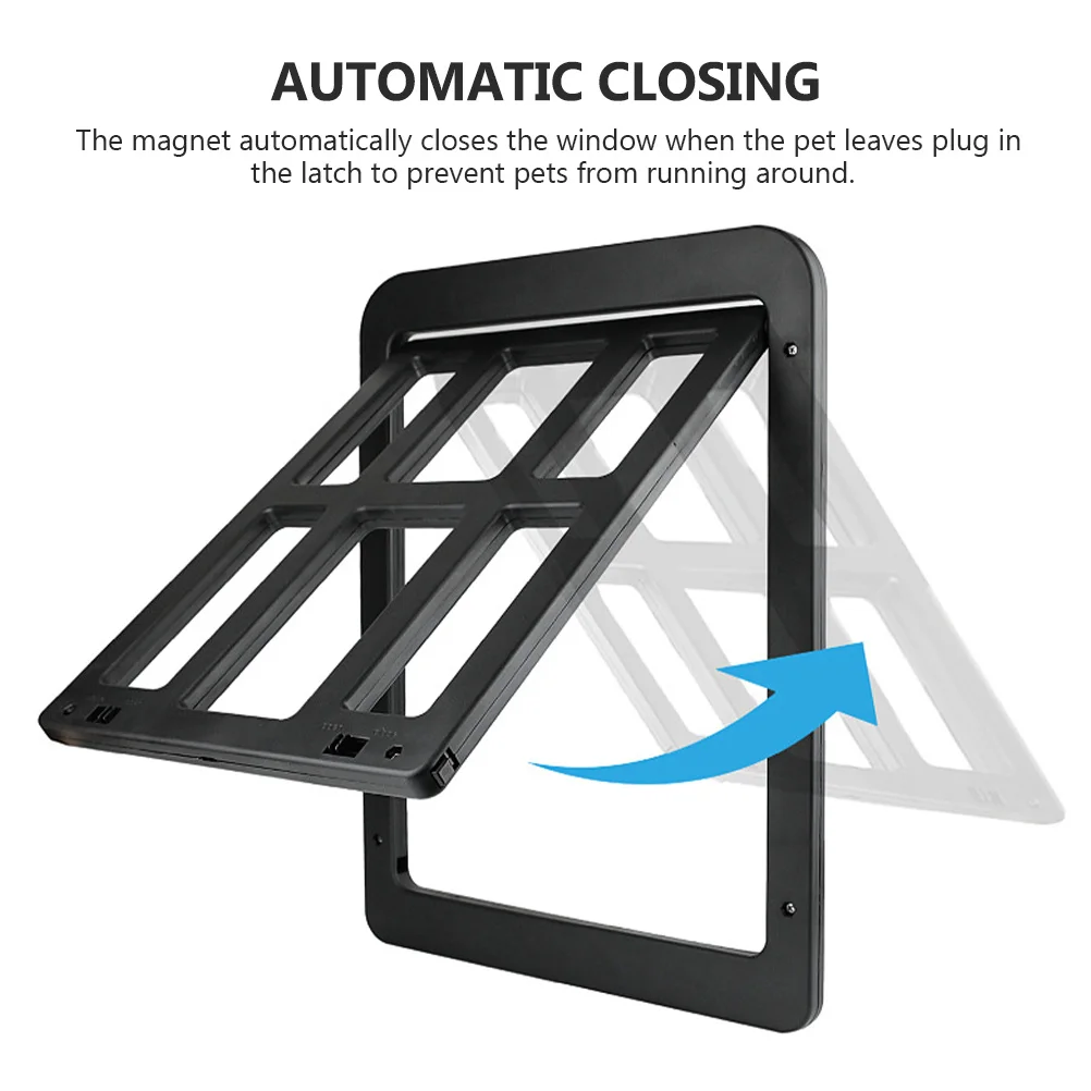 

1Set Pet Door for Cats Dogs Heavy Duty Plastic Screen Push Close Mechanism Indoor Outdoor Free Movement Household Pet