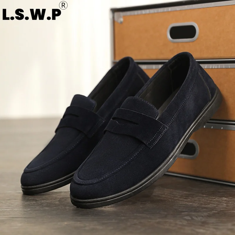Men's Loafers Men's Casual Suede Loafers, Classic Penny Design, Breathable Suede Keeps Feet Dry, Flexible Flat Sole for Shock Absorption and Non-Slip Grip, Easy Slip-On for Time-Saving and Effortless Wear, Simple and Versatile, Suitable for Business and Casual Occasions, Available in Multiple Colors.