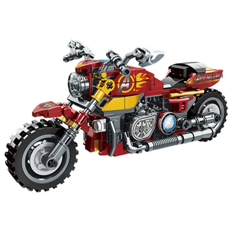 Marvel Avengers Motocicleta Modelo Building Blocks, Capitão América Tijolos, Conjunto de brinquedos criativos, Presentes para meninos
