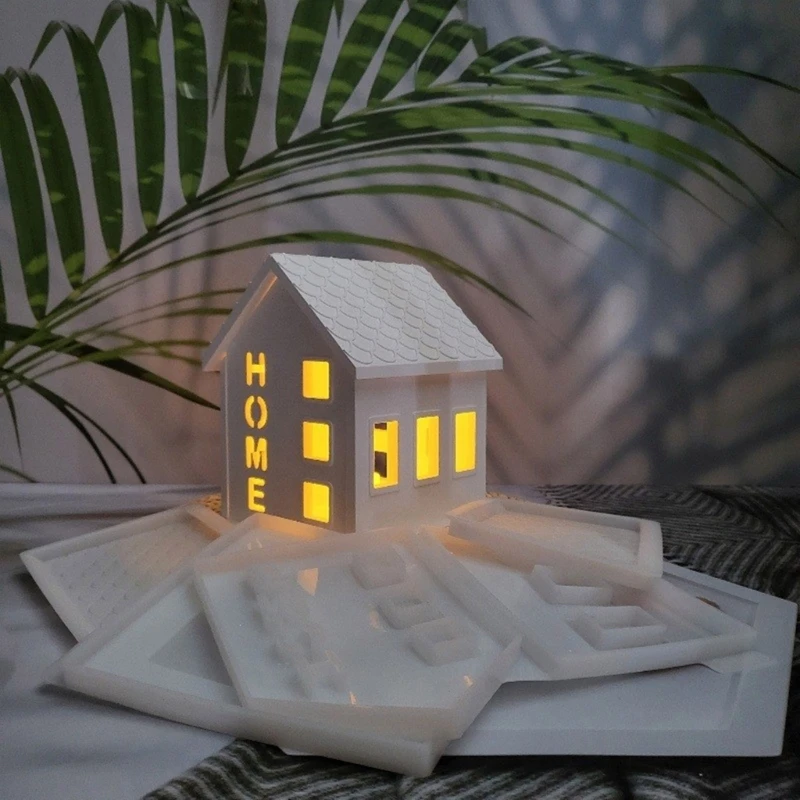 DIYs Castings Molds Candlestick Holder Silicone Mold 3D House Shaped Mold