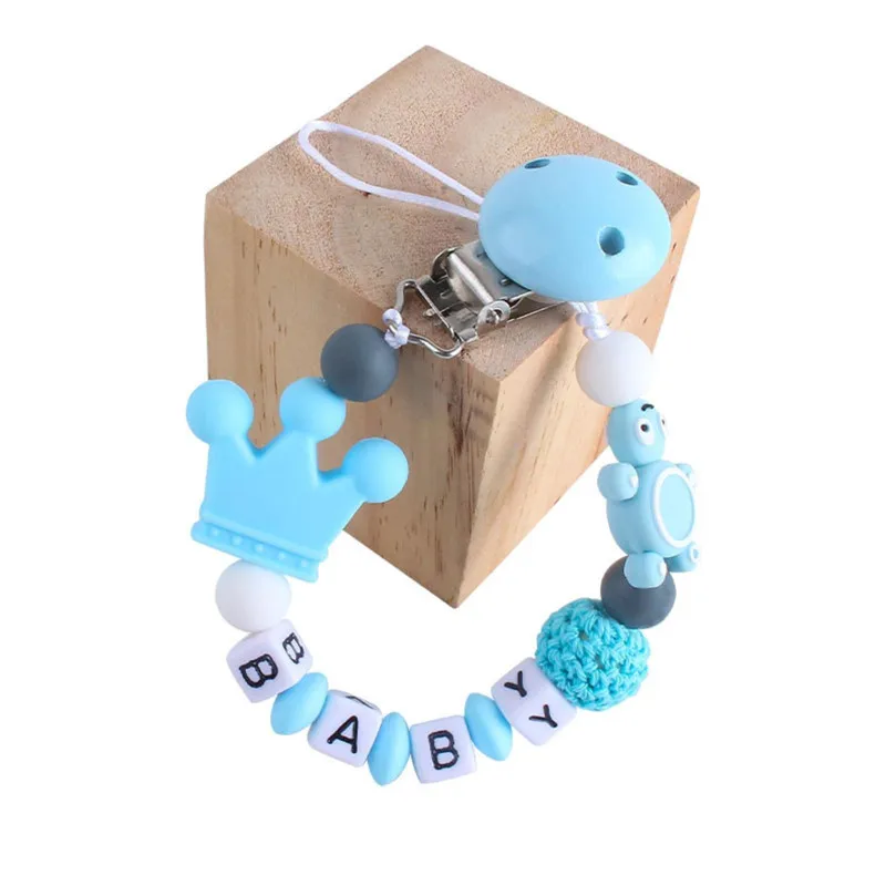 Personalized Name Handmade Pacifier Clips Holder Chain Silicone Pacifier Chains Turtle Baby Teething Chain