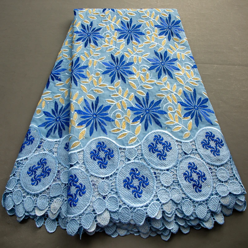 

Swiss Voile Lace Fabric 2023 High Quality African Nigerian Guipure Cord Cotton Lace with Embroidery for Sewing Women Dress A3471