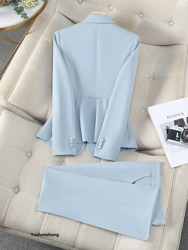 بدلة بناطيل نسائية أسود أزرق أحمر أنثى مكتب السيدات الأعمال ملابس العمل سترة وبنطلون رسمي 2 قطعة السترة مجموعة #2