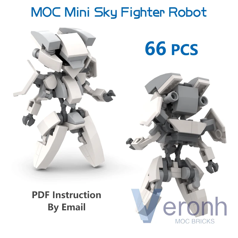 MOC Mini Sky Fighter Robot Model Set Building Blocks Mech Action Figure Creative Idea Assembly Bricks Kid Toys Children Gifts